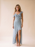 Procida — HYFVE Chiffon Ruffle Trim Midi Dress, front view