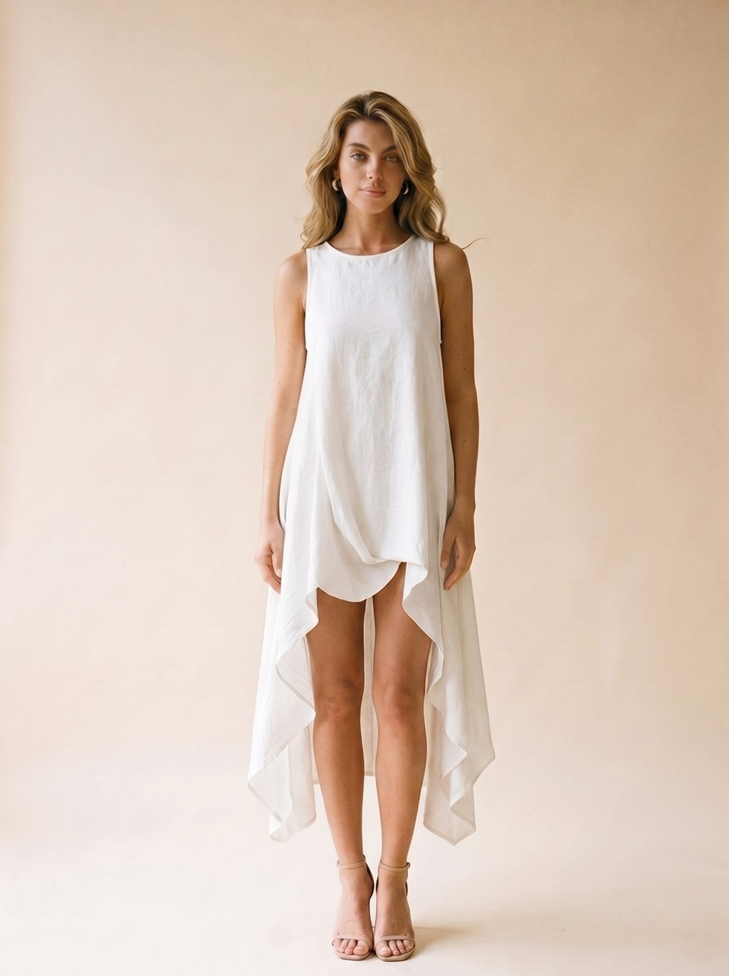 Cassis — High-Low Round Neck Sleeveless Dress, front view