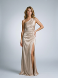 Livia One-Shoulder Satin Maxi Dress, front view