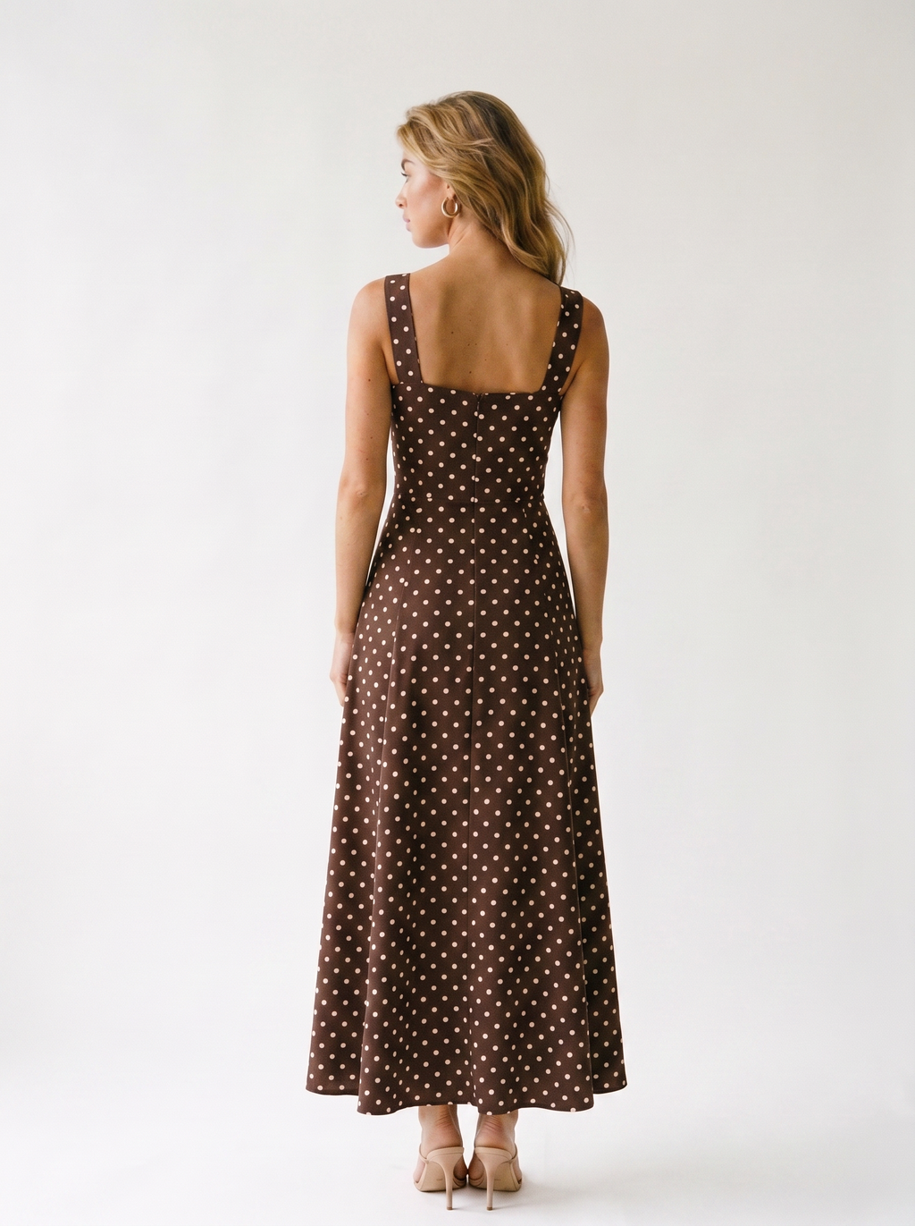 Cefalu — Polka Dot Sleeveless Maxi Dress, back view