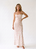 Vernazza Floral Print Spaghetti Strap Midi Dress, front view on model, hand on hip