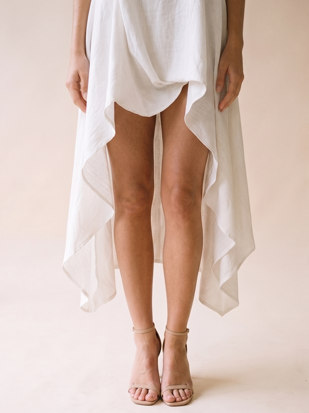 Cassis — High-Low Round Neck Sleeveless Dress, fabric detail