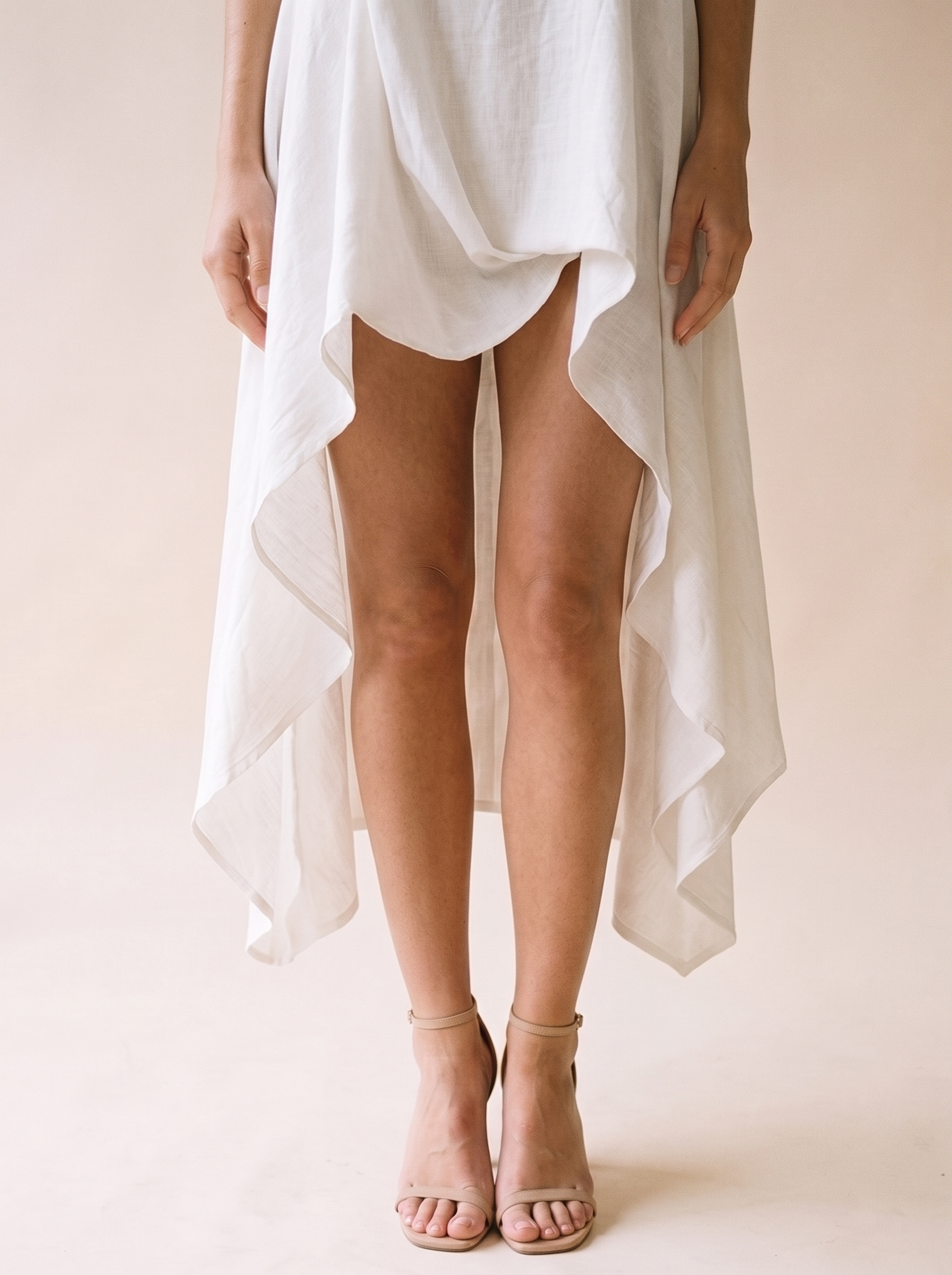 Cassis — High-Low Round Neck Sleeveless Dress, fabric detail
