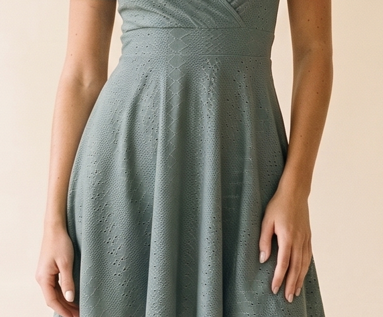 Matera Eyelet Short Sleeve Mini Dress, fabric detail close-up
