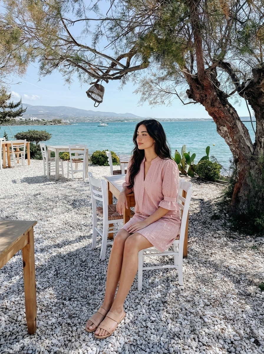 Verona — Eyelet Flounce Sleeve Mini Dress, lifestyle