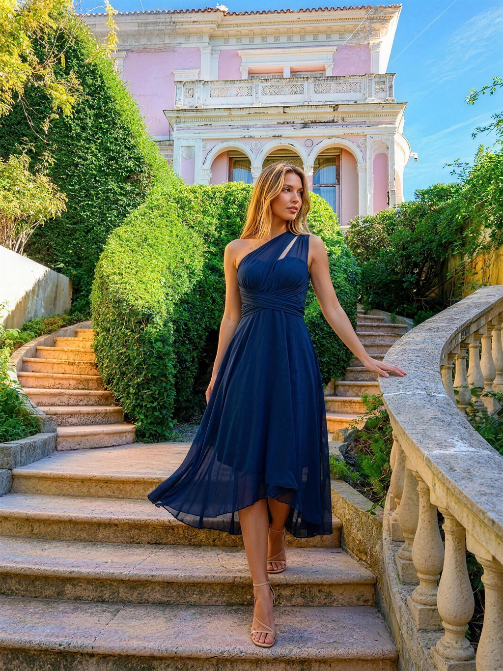 Marina — Ruched A-Line Midi Dress, lifestyle