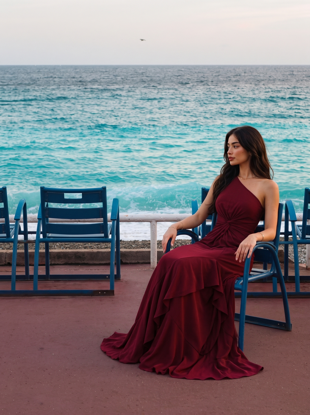 Fiamma One-Shoulder Ruffle Gown, styled on location