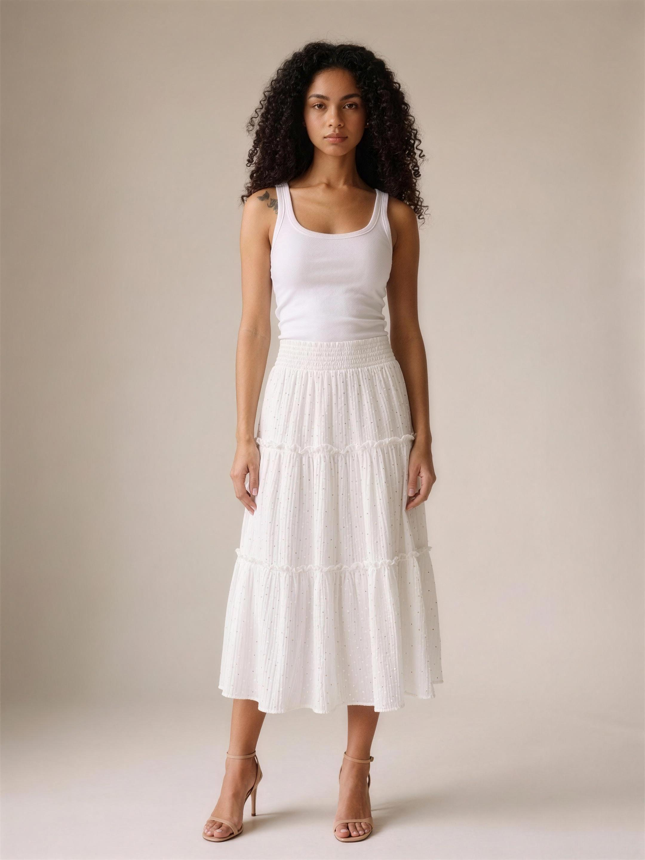 Anacapri — ADORA Rhinestone Accent Tiered Skirt, front view