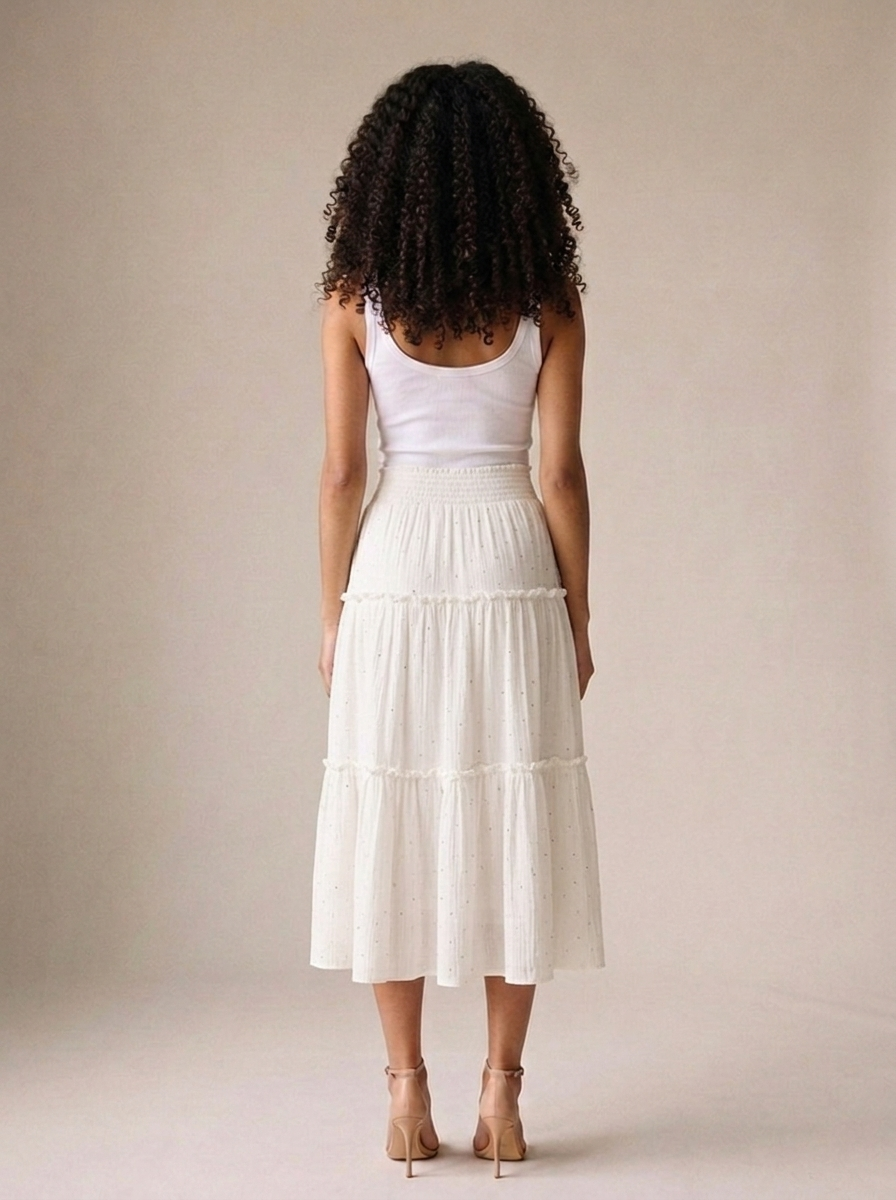 Anacapri — ADORA Rhinestone Accent Tiered Skirt, back view
