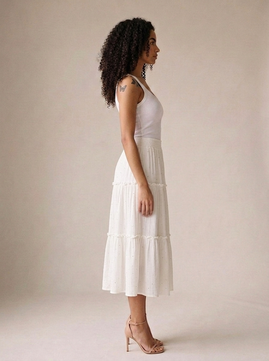 Anacapri — ADORA Rhinestone Accent Tiered Skirt, side view