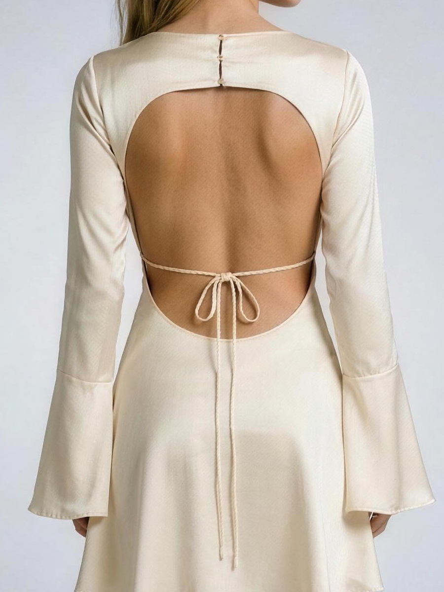 Milena — Backless Long Sleeve Mini Dress
