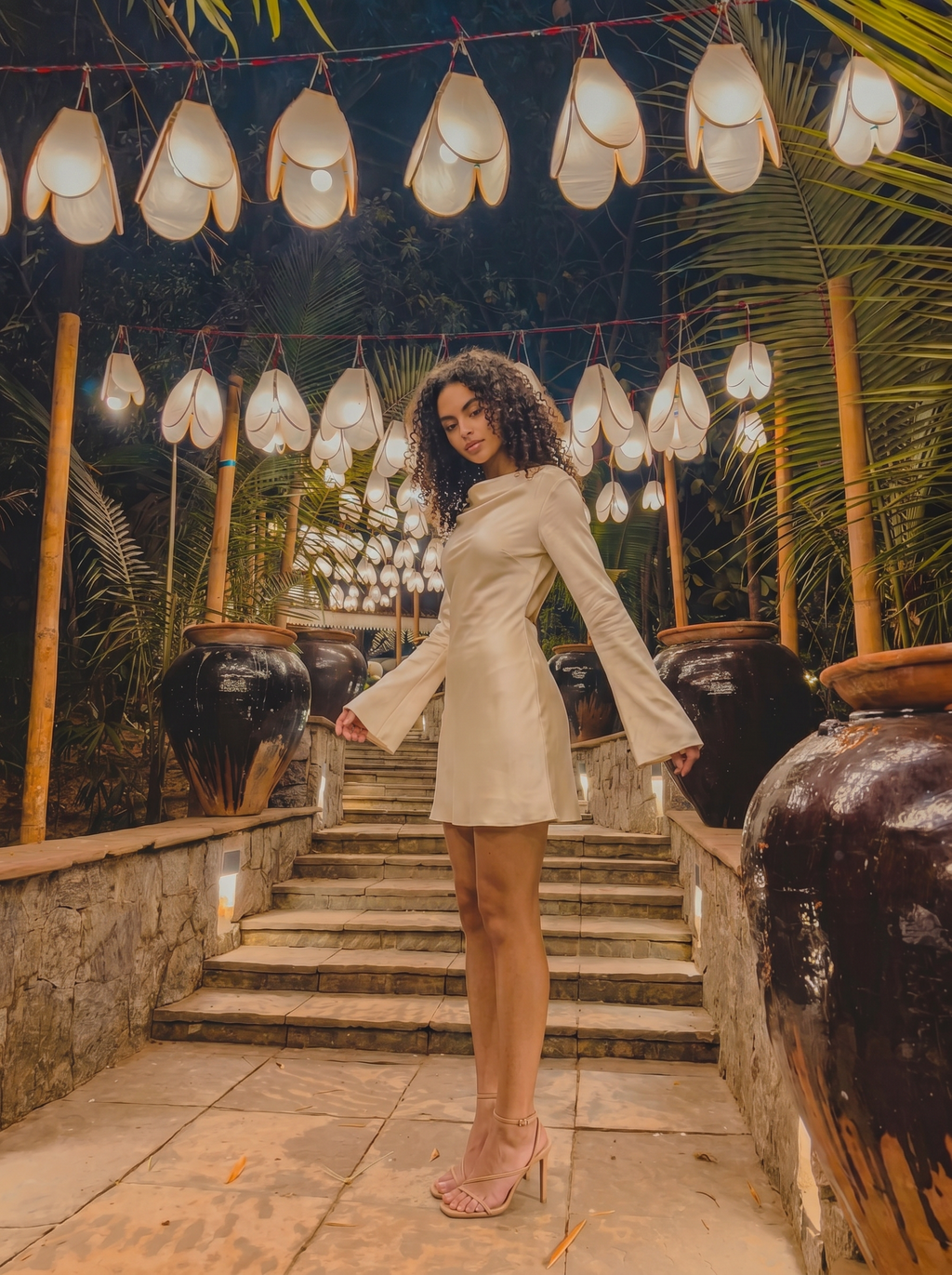 Milena — Backless Long Sleeve Mini Dress, lifestyle