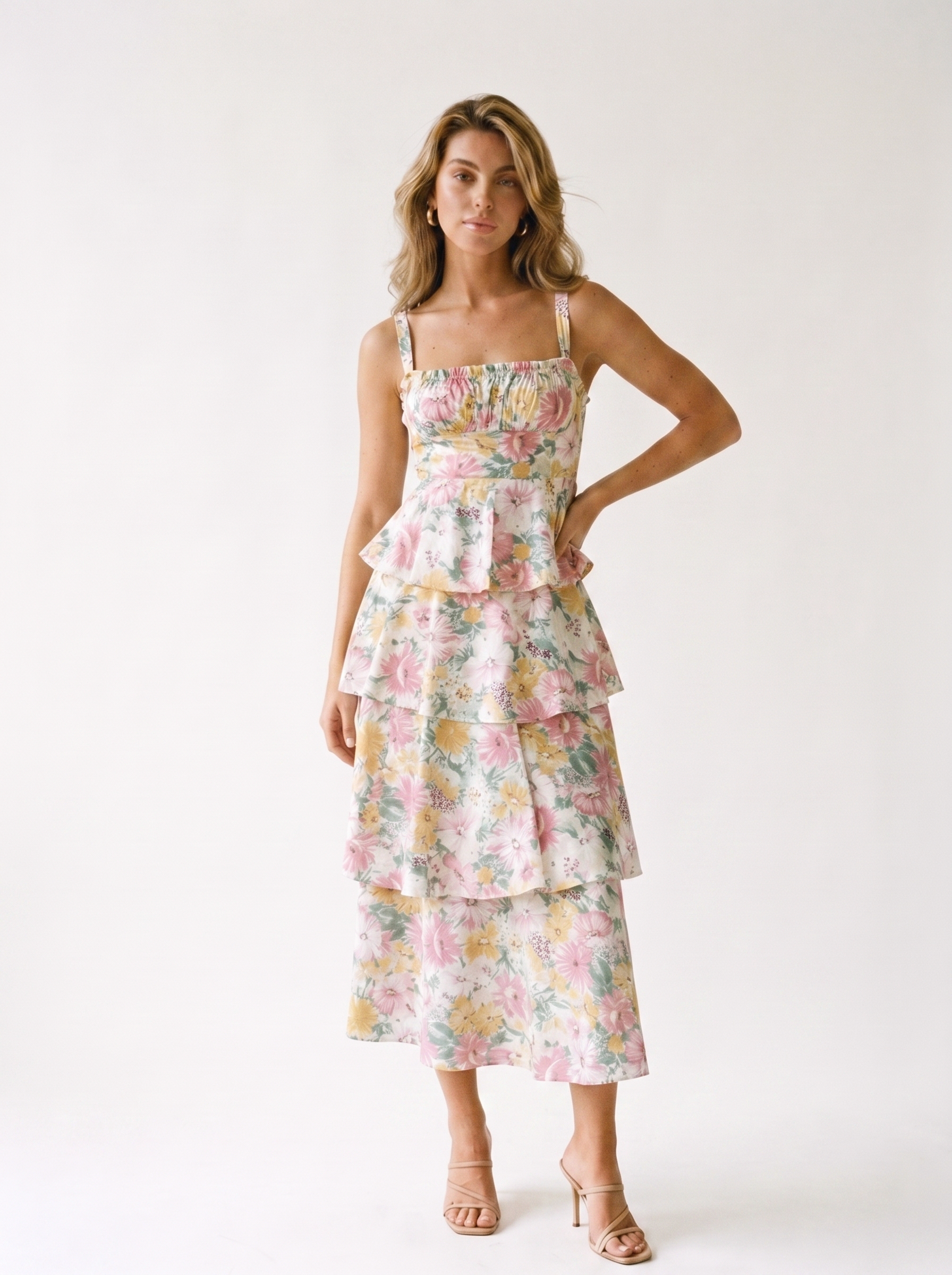 Sanremo — Floral Layered Ruffle Maxi Dress