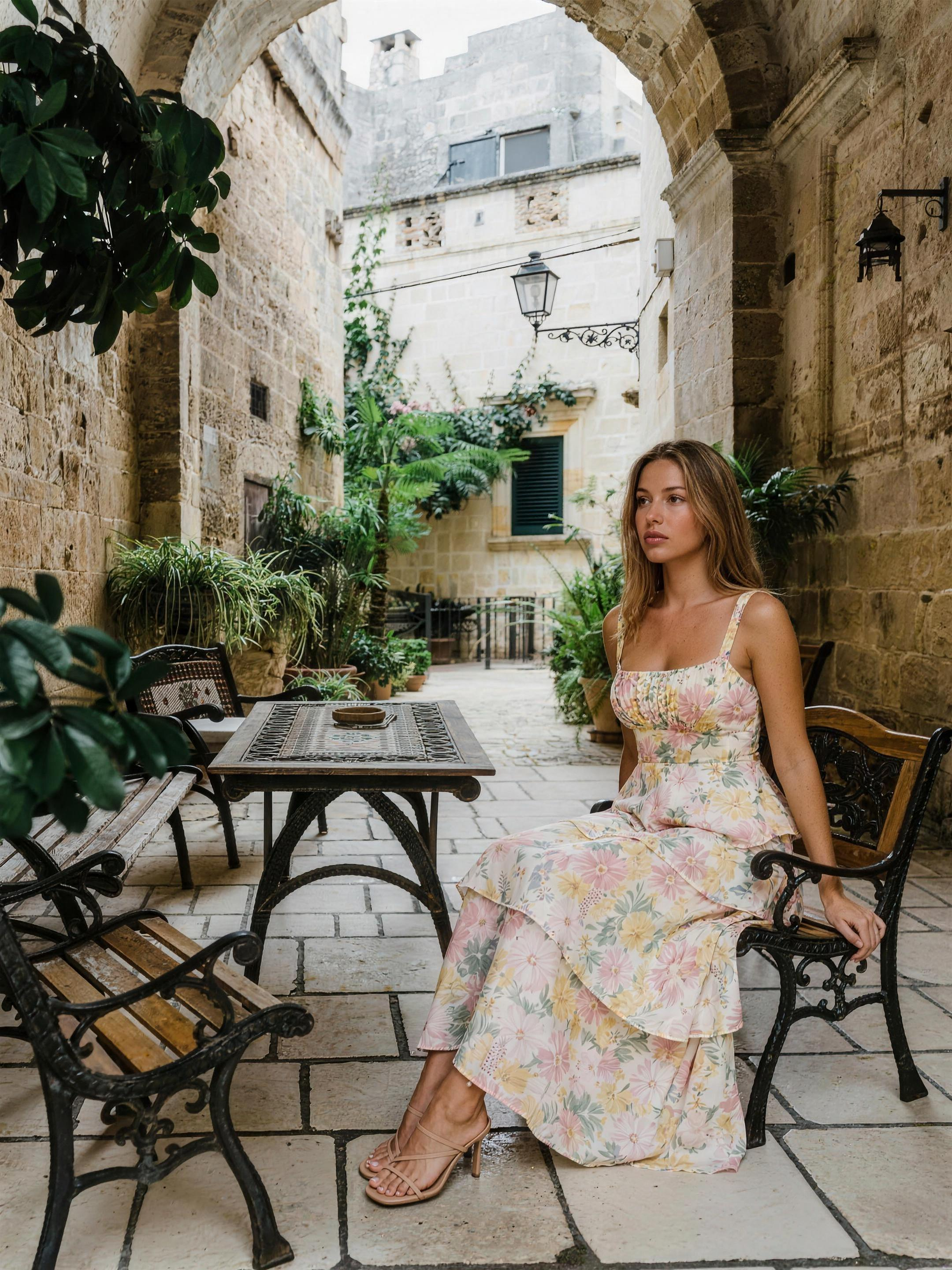 Sanremo — Floral Layered Ruffle Maxi Dress, lifestyle