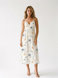 Lido Floral Print Spaghetti Strap Midi Dress, front view on model