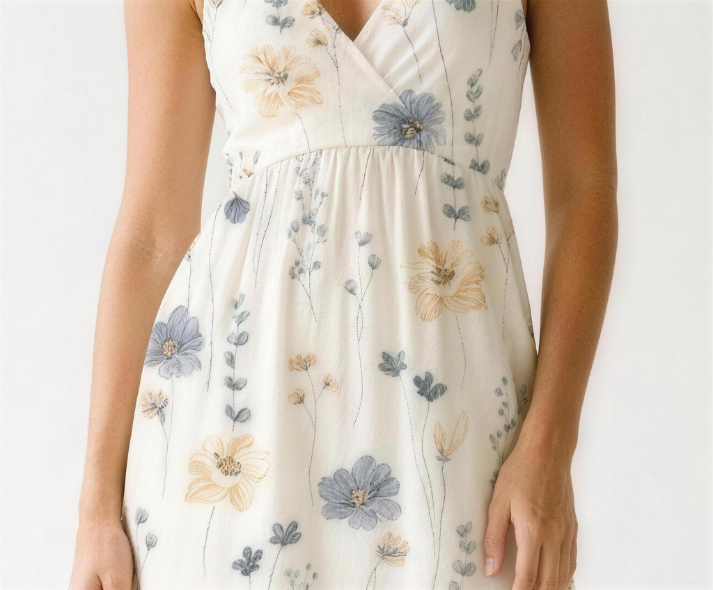Lido Floral Print Spaghetti Strap Midi Dress, fabric detail close-up