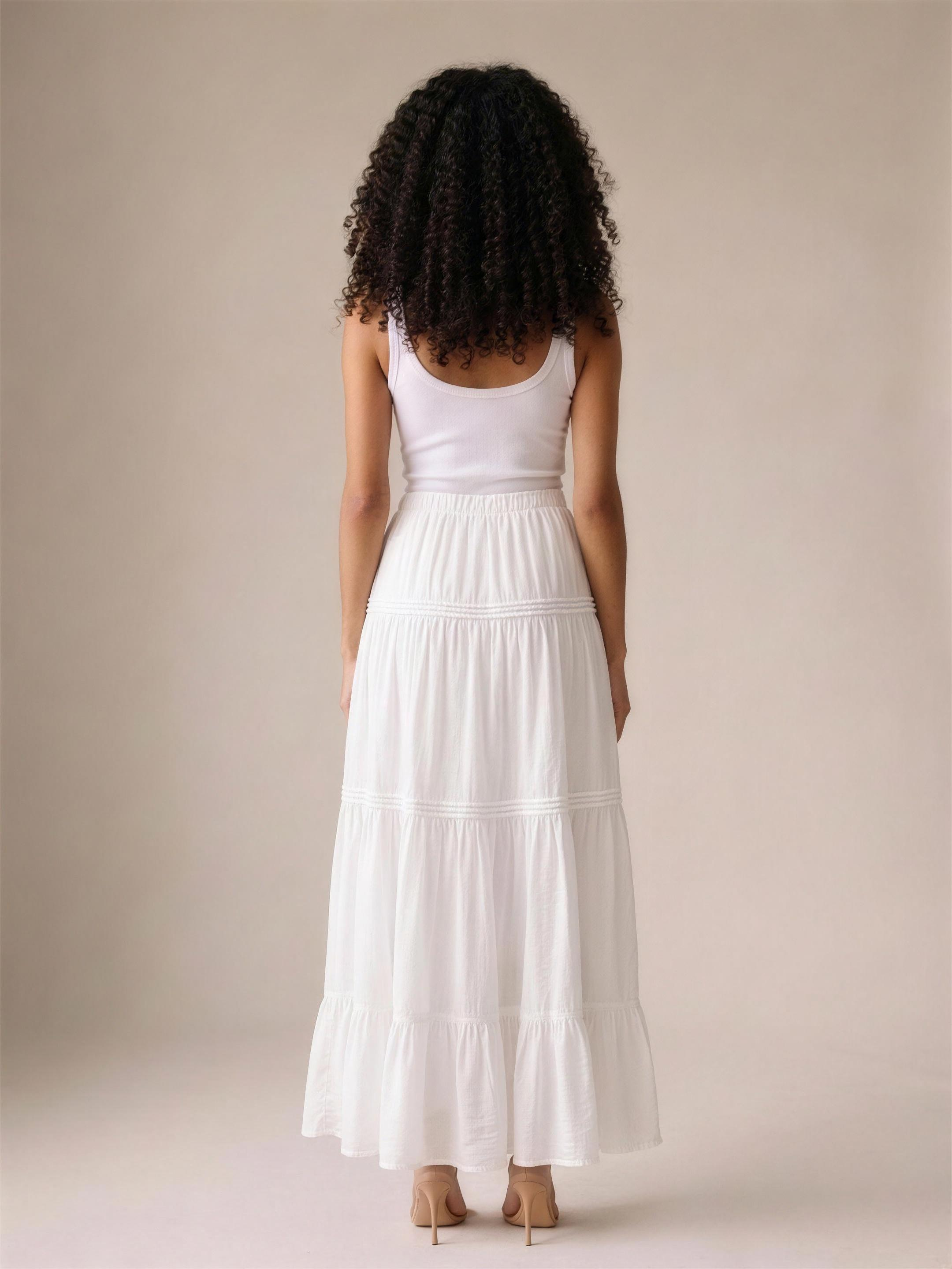 Chiavari — Flowy Tiered Maxi Skirt, back view