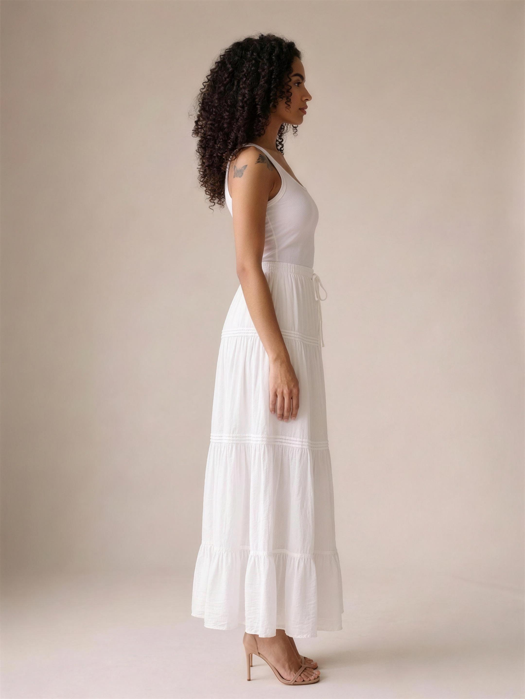 Chiavari — Flowy Tiered Maxi Skirt, side view