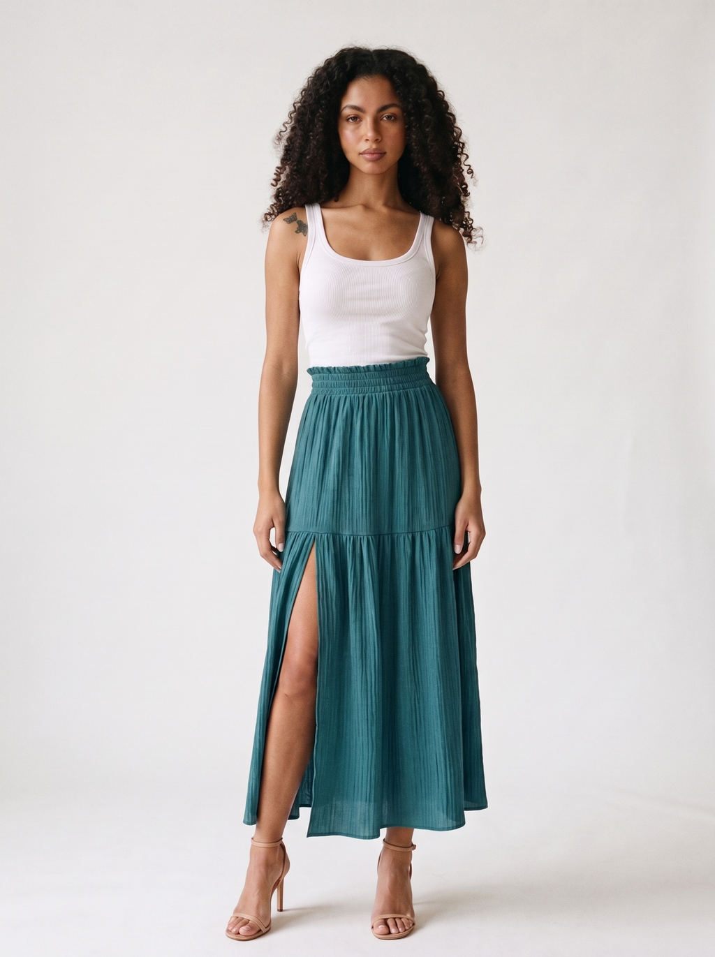 Oriana — Frill Slit Skirt, front view