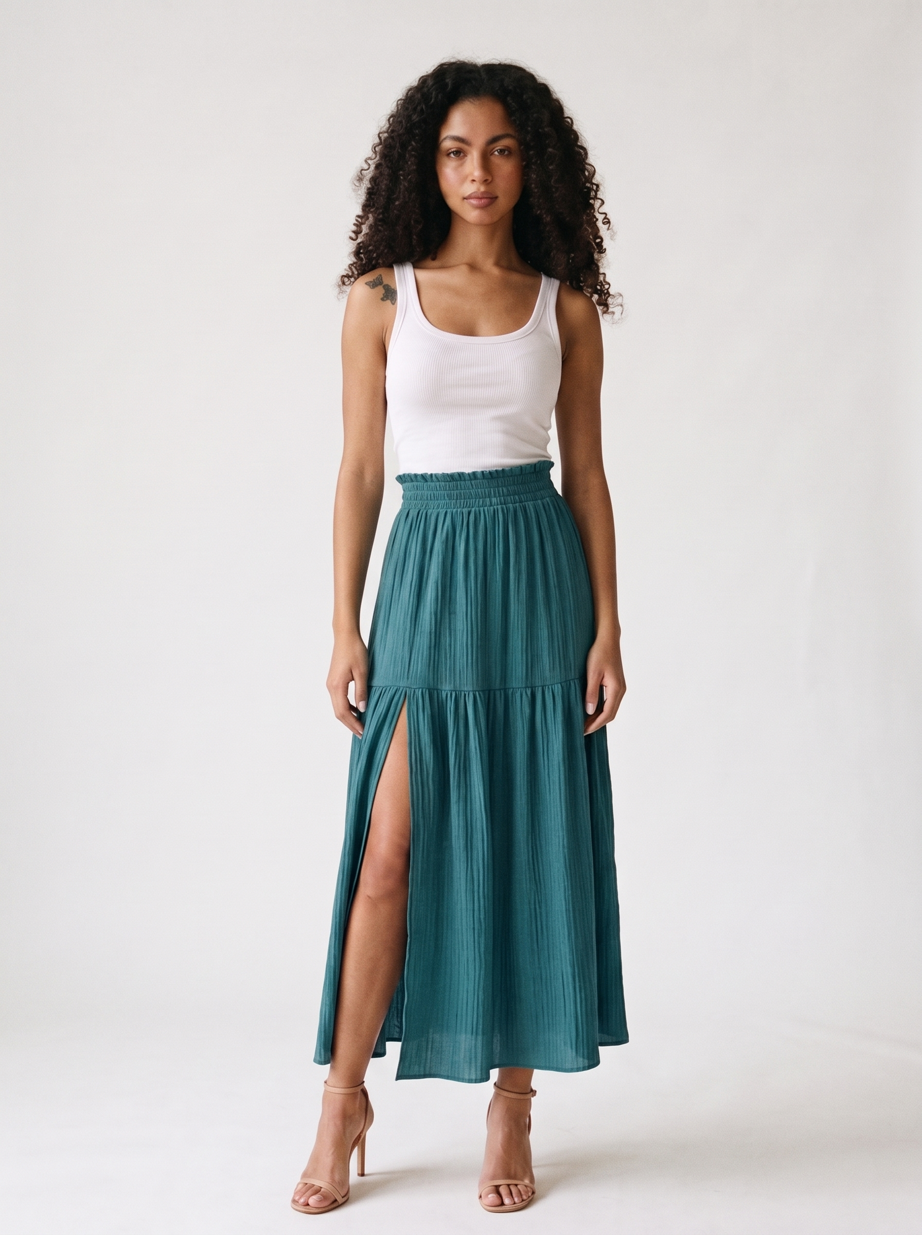 Oriana — Frill Slit Skirt, front view