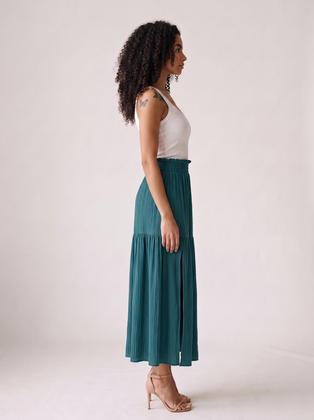 Oriana — Frill Slit Skirt, side view