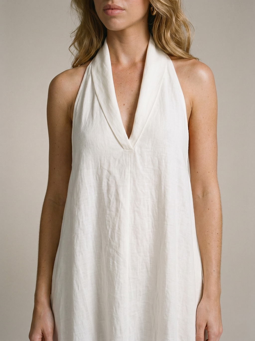 Mirella Halter Neck Maxi Dress with Pockets, fabric detail close-up
