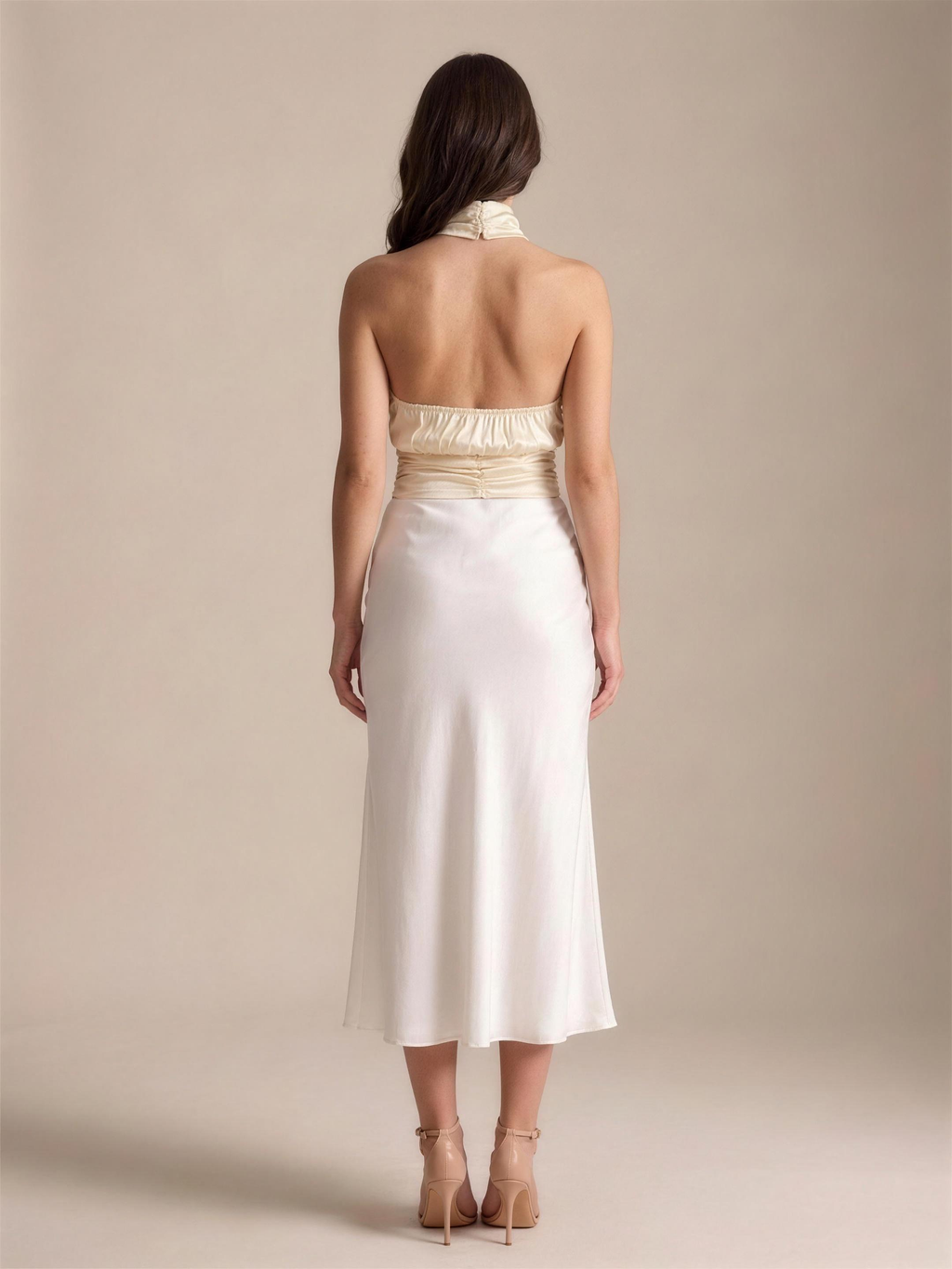 Nadia — Halter Neck Ruched Cami Top, back view