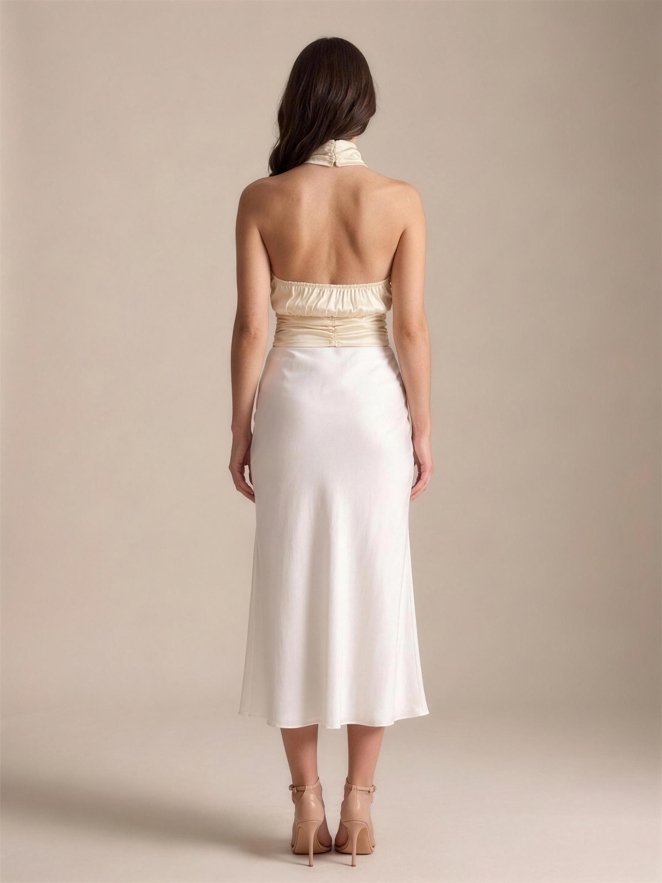 Nadia — Halter Neck Ruched Cami Top, back view