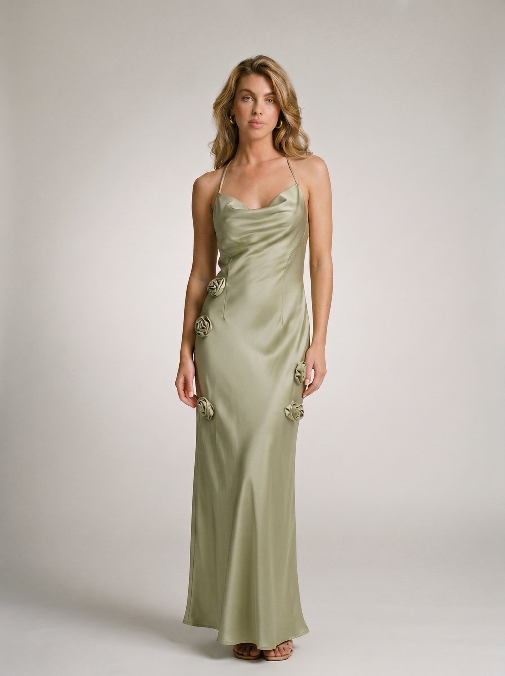 Viola — Halter Neck Slit Back Maxi Dress, front view