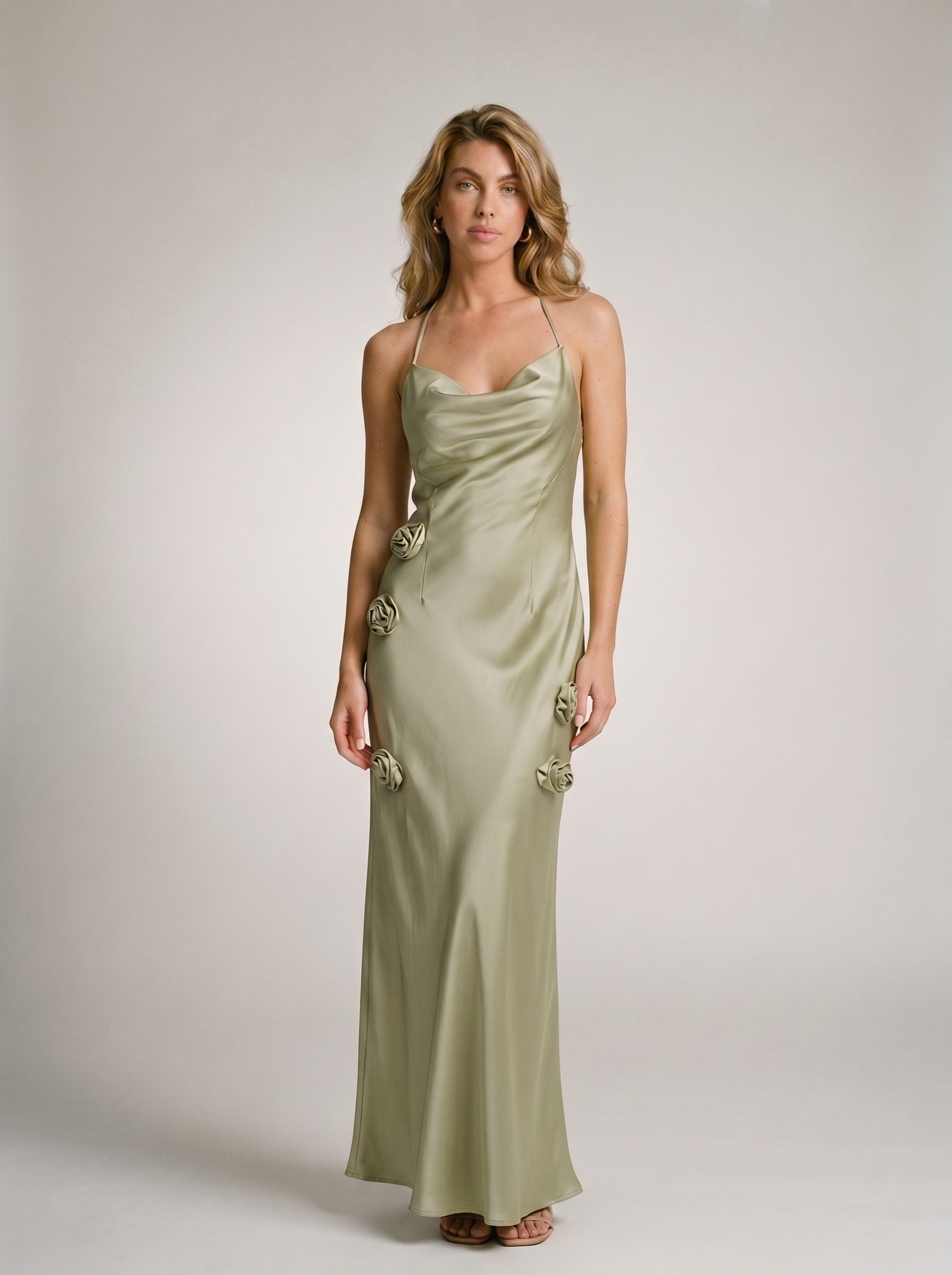 Viola — Halter Neck Slit Back Maxi Dress