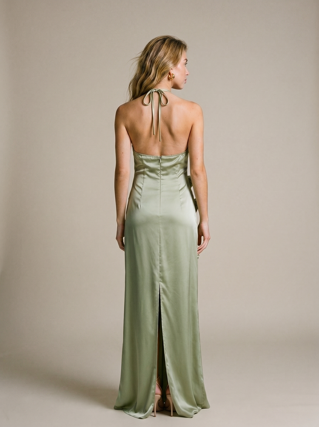 Viola — Halter Neck Slit Back Maxi Dress, back view