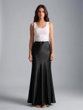 Bianca — High Waist Satin Maxi Skirt, front view