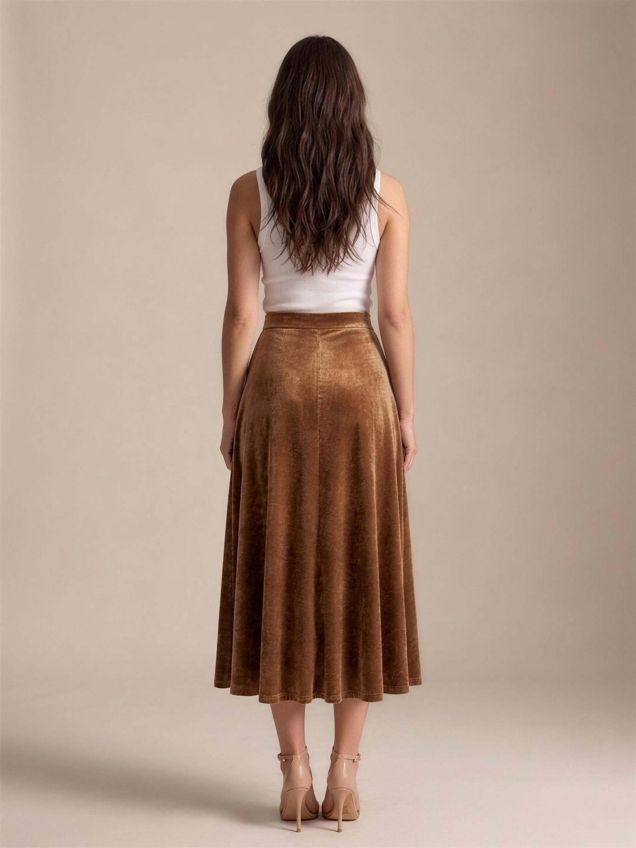 Livia — Lace Ruffled Midi Skirt, back view