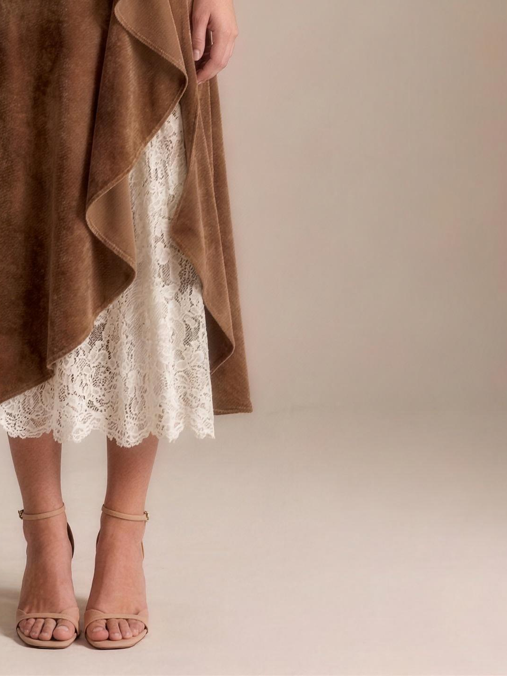 Livia — Lace Ruffled Midi Skirt, fabric detail