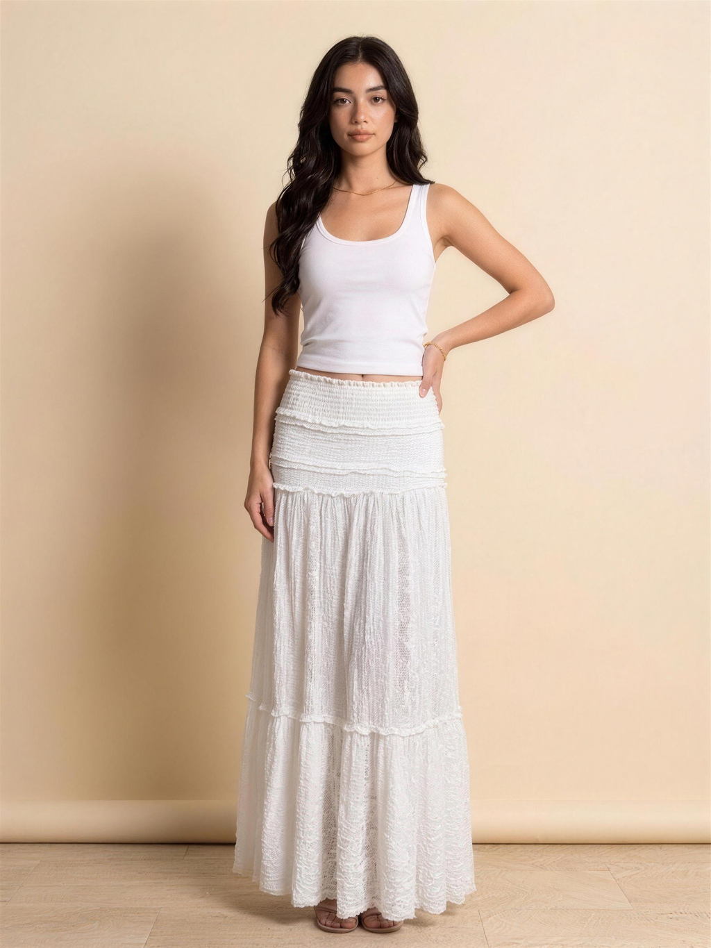 Ophelia — Lace Tiered Maxi Skirt, view