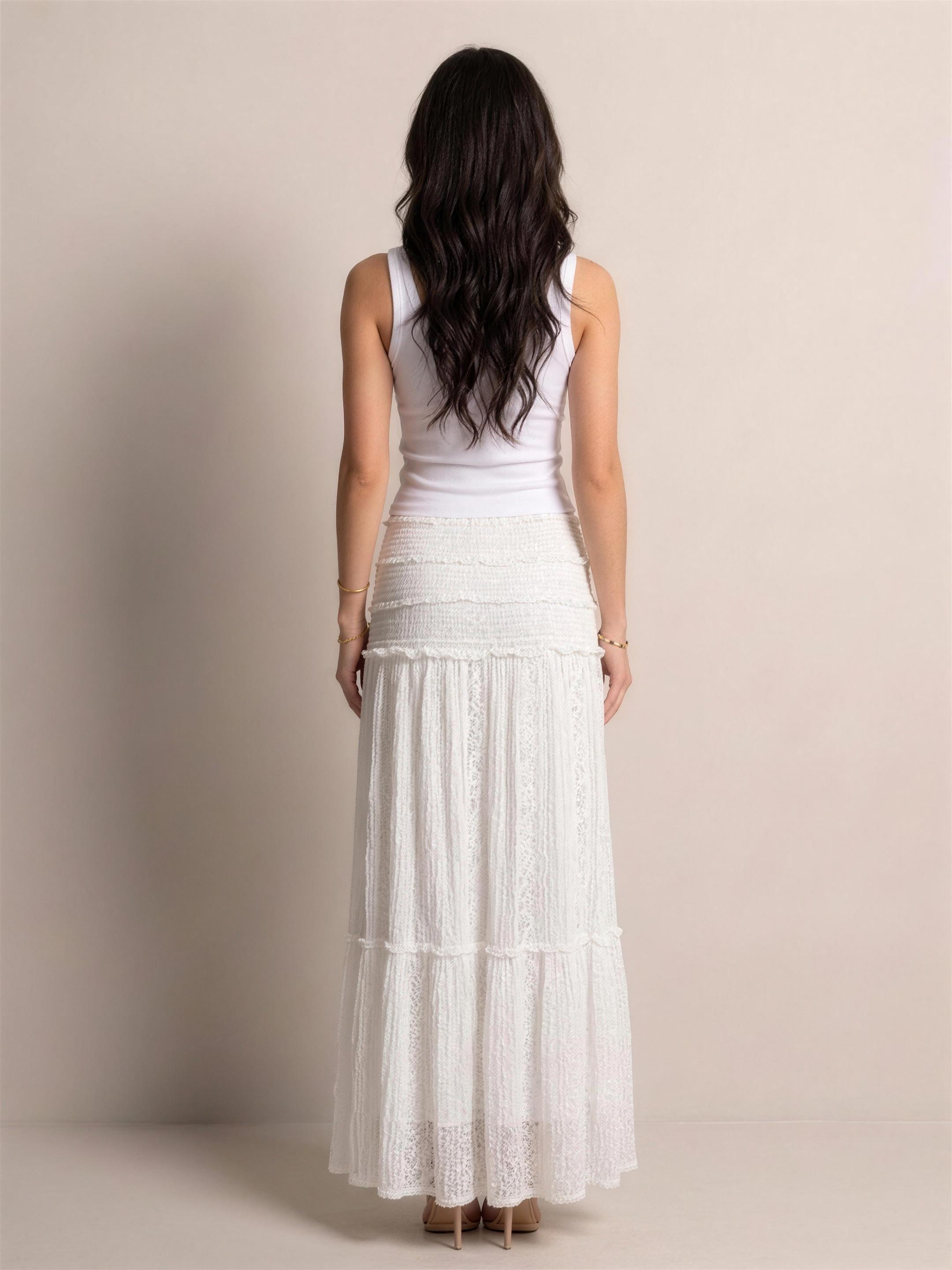 Ophelia — Lace Tiered Maxi Skirt, back view