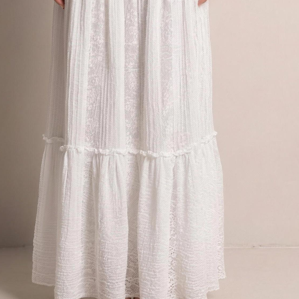 Ophelia — Lace Tiered Maxi Skirt, fabric detail