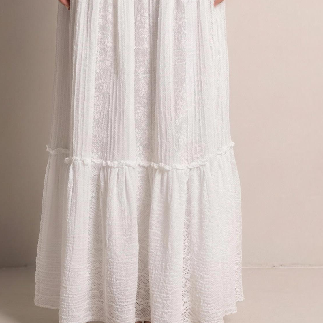 Ophelia — Lace Tiered Maxi Skirt, fabric detail