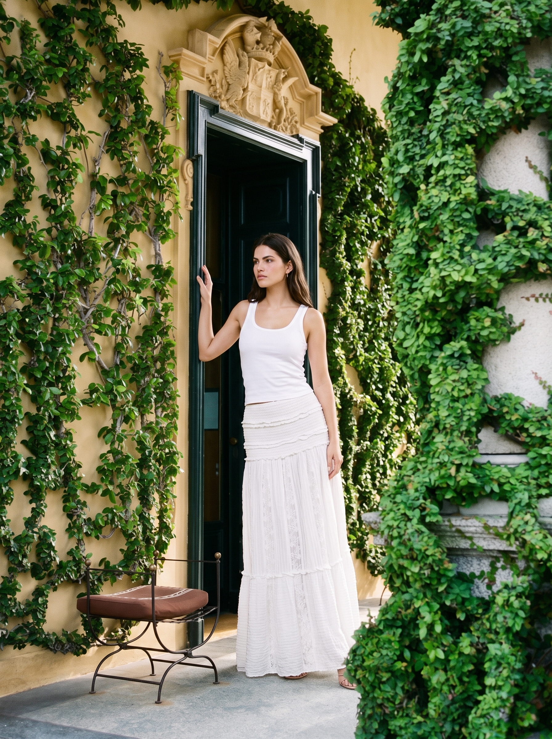 Ophelia — Lace Tiered Maxi Skirt, lifestyle