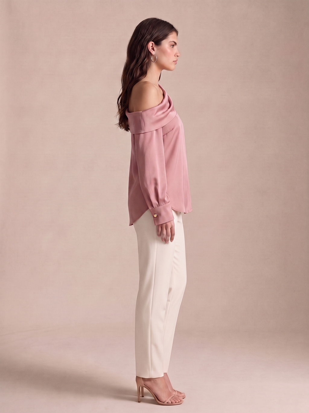 Vera — One-Shoulder Satin Blouse, side view