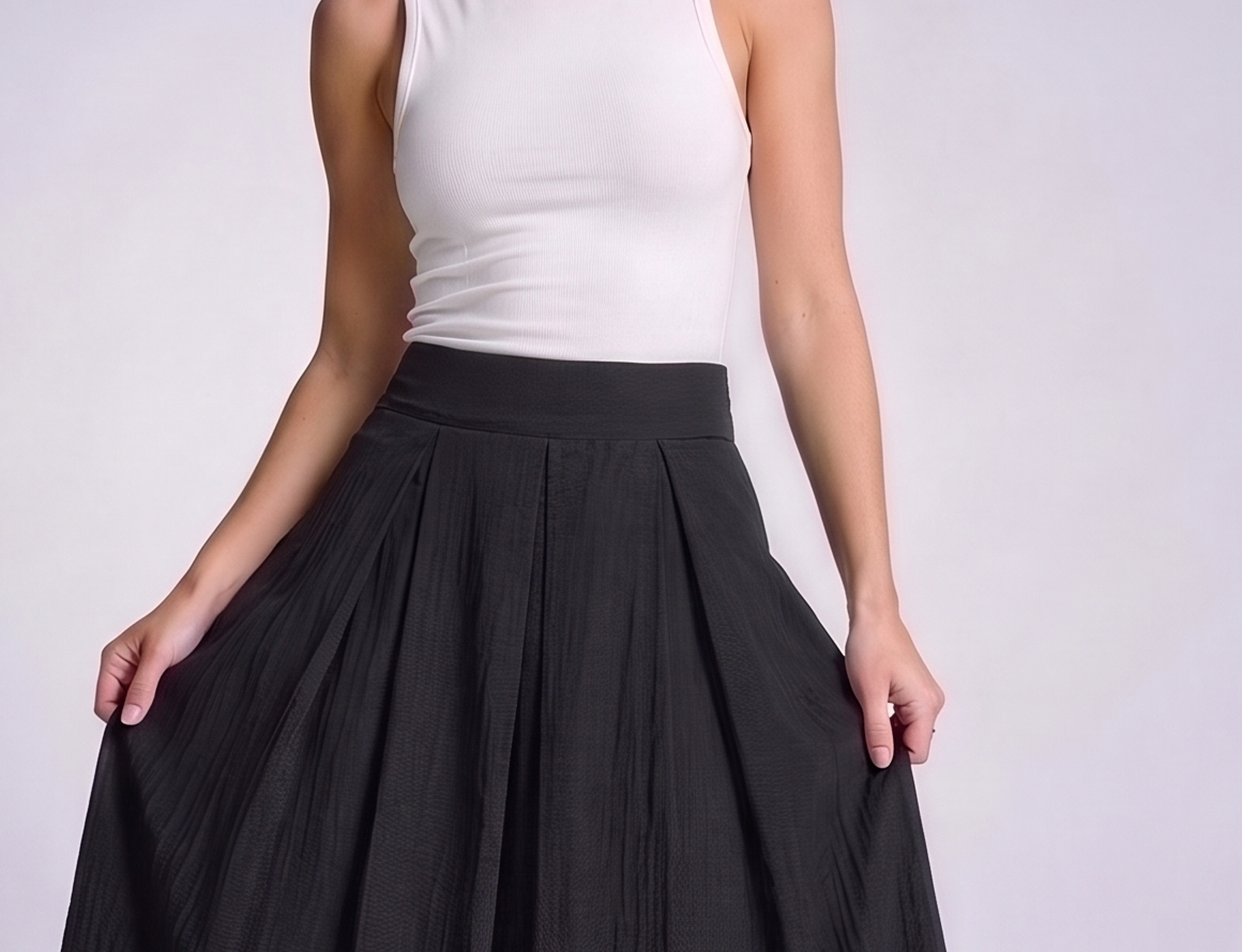 Levanto Pleated Maxi Skirt, fabric detail close-up