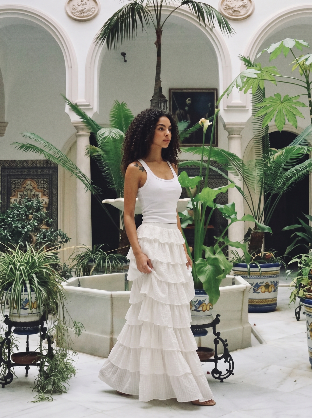 Cassis — Ruffle Layered Maxi Skirt, lifestyle