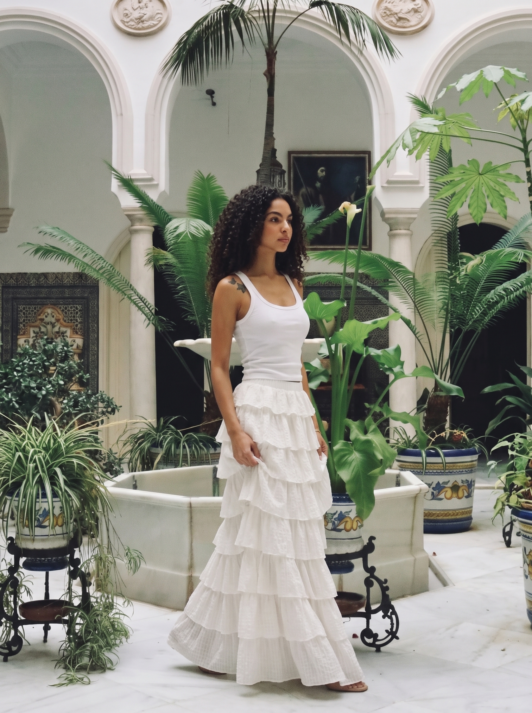 Cassis — Ruffle Layered Maxi Skirt, lifestyle