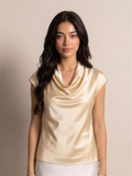 Talia — Satin Cowl Neck Blouse, front view