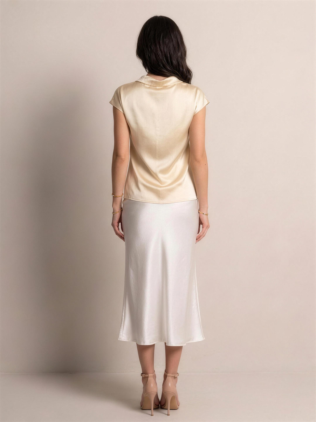 Talia — Satin Cowl Neck Blouse, back view