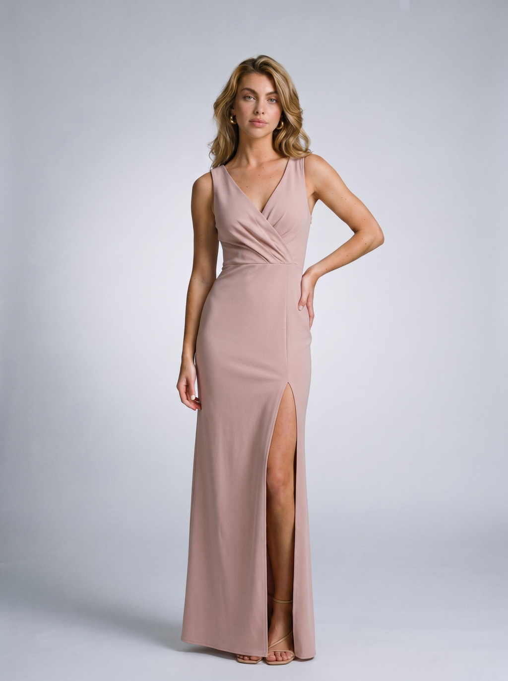 Annalisa — Sleeveless High Slit Maxi Dress, front view