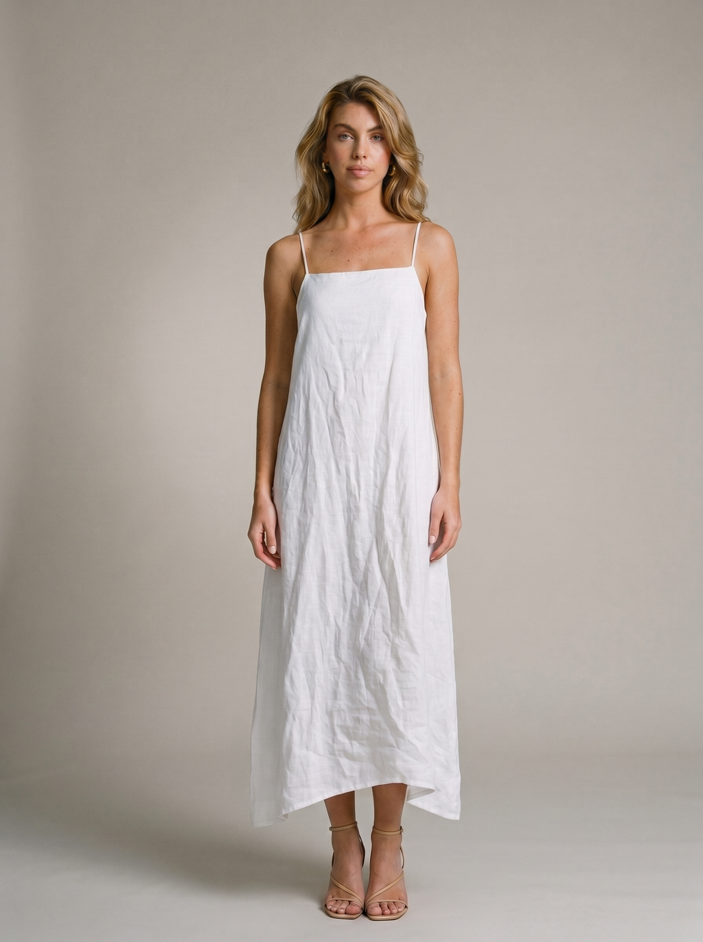 Antibes — Sleeveless Linen Casual Maxi Dress, front view