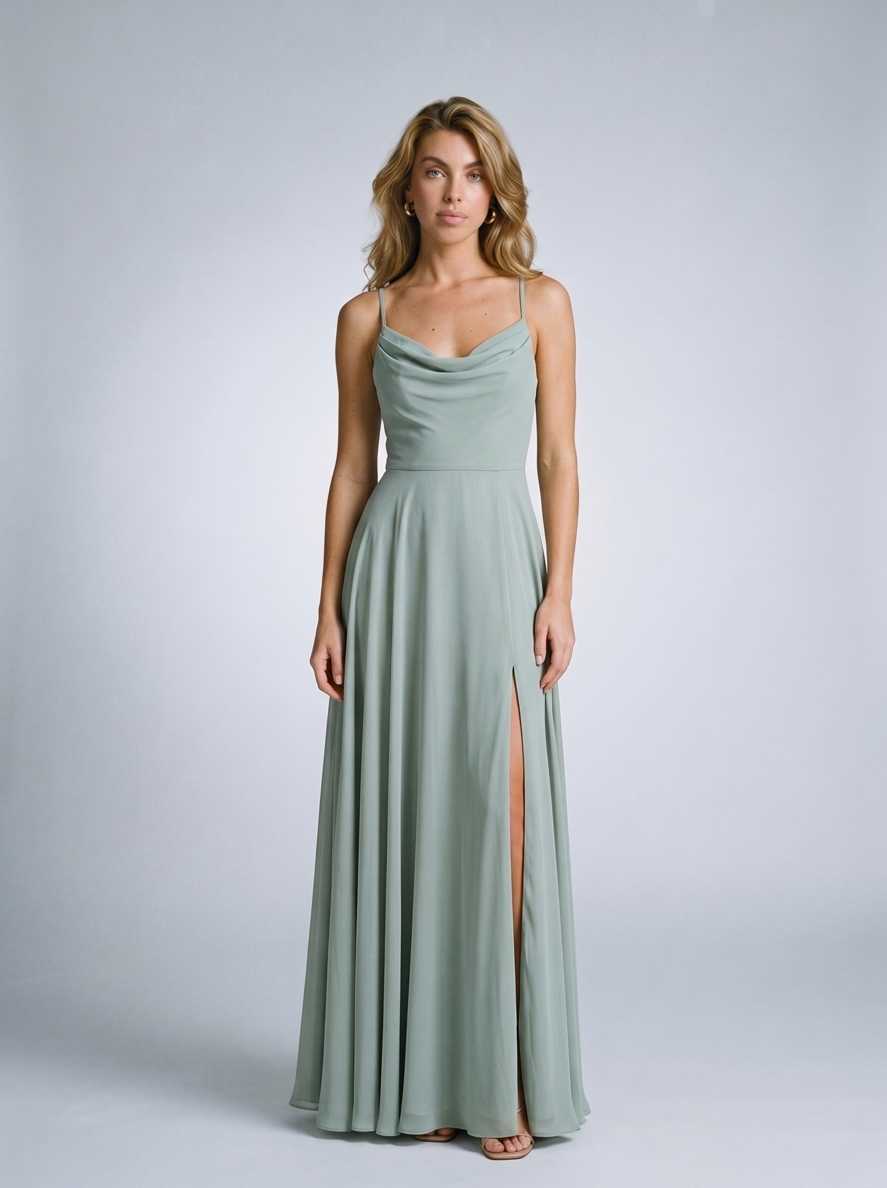 Ludovica — Slit Cowl Neck Maxi Dress