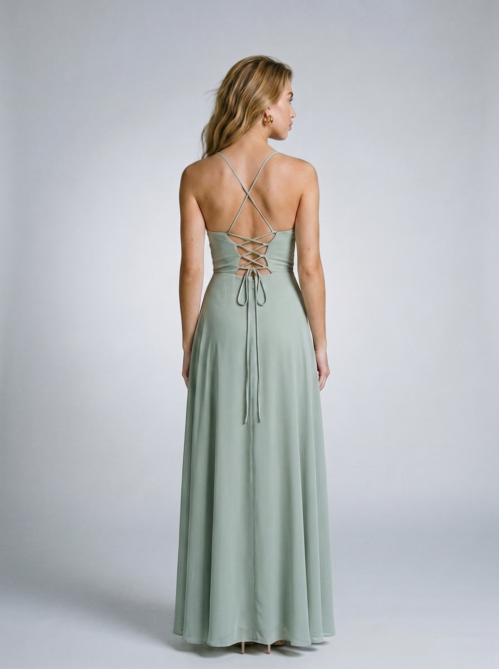 Ludovica — Slit Cowl Neck Maxi Dress, back view