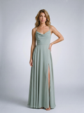 Ludovica — Slit Cowl Neck Maxi Dress, front view, hand on hip